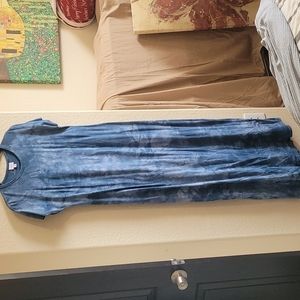 LuLaRoe Blue Tie Dye Maxi Dress M